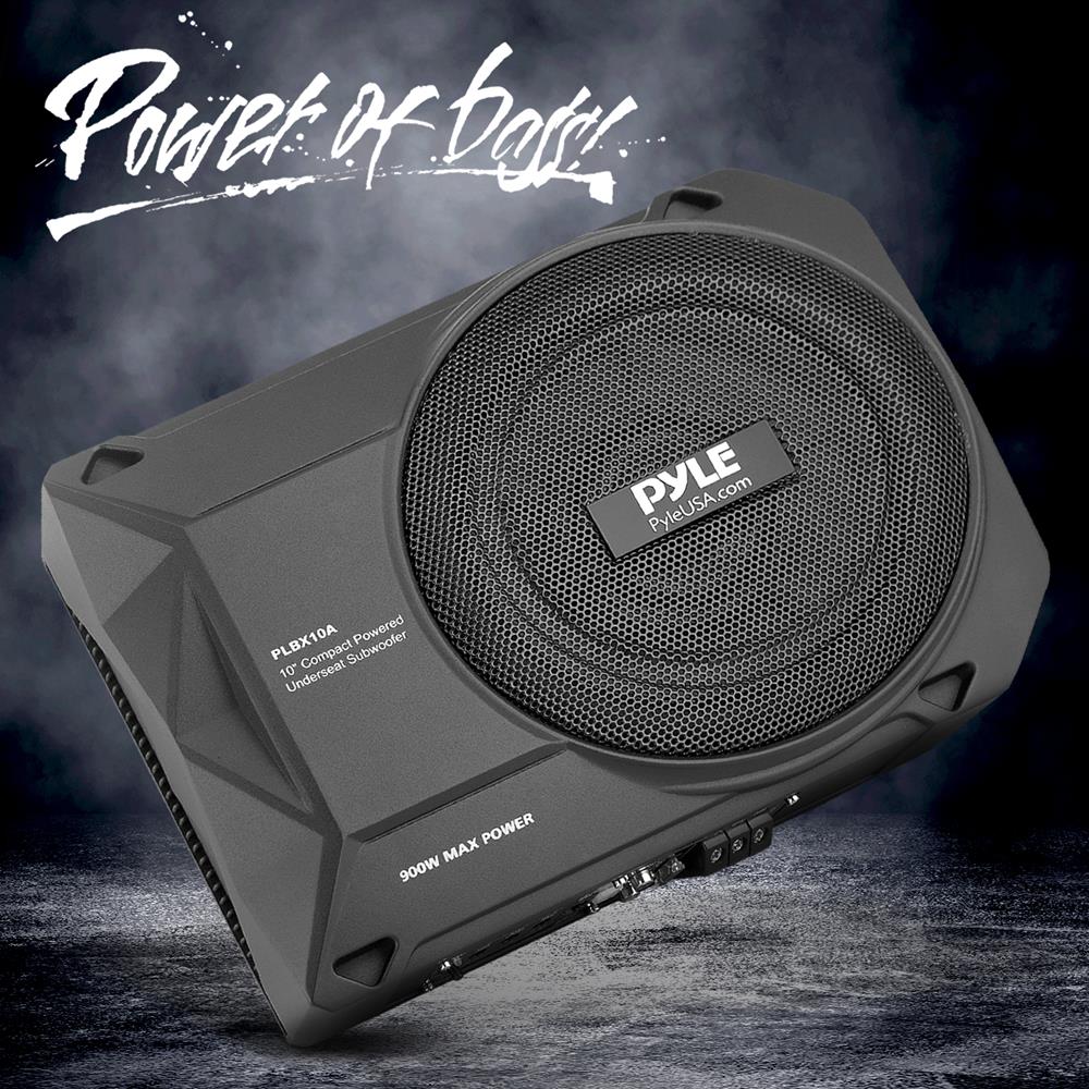 10" 900W Low-Profile Car Subwoofer System, Slim Design