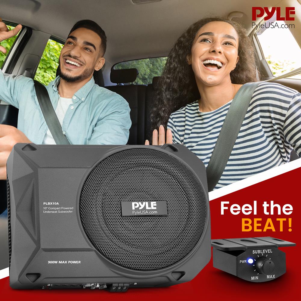 10" 900W Low-Profile Car Subwoofer System, Slim Design