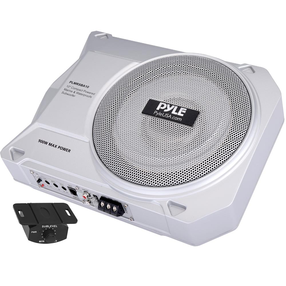 10" 900W Low-Profile Marine Subwoofer System with Built-In