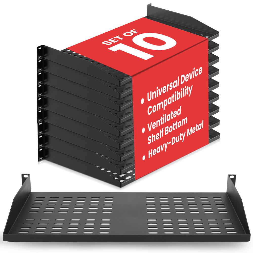 10-Pc 1U Server Rack Shelf Mount Tray (10-Pack)