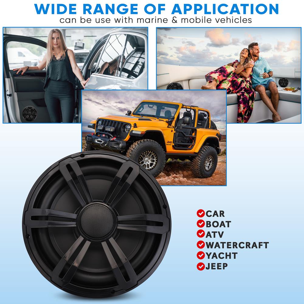 12" Slim Marine Subwoofer 500W Waterproof PP Cone for