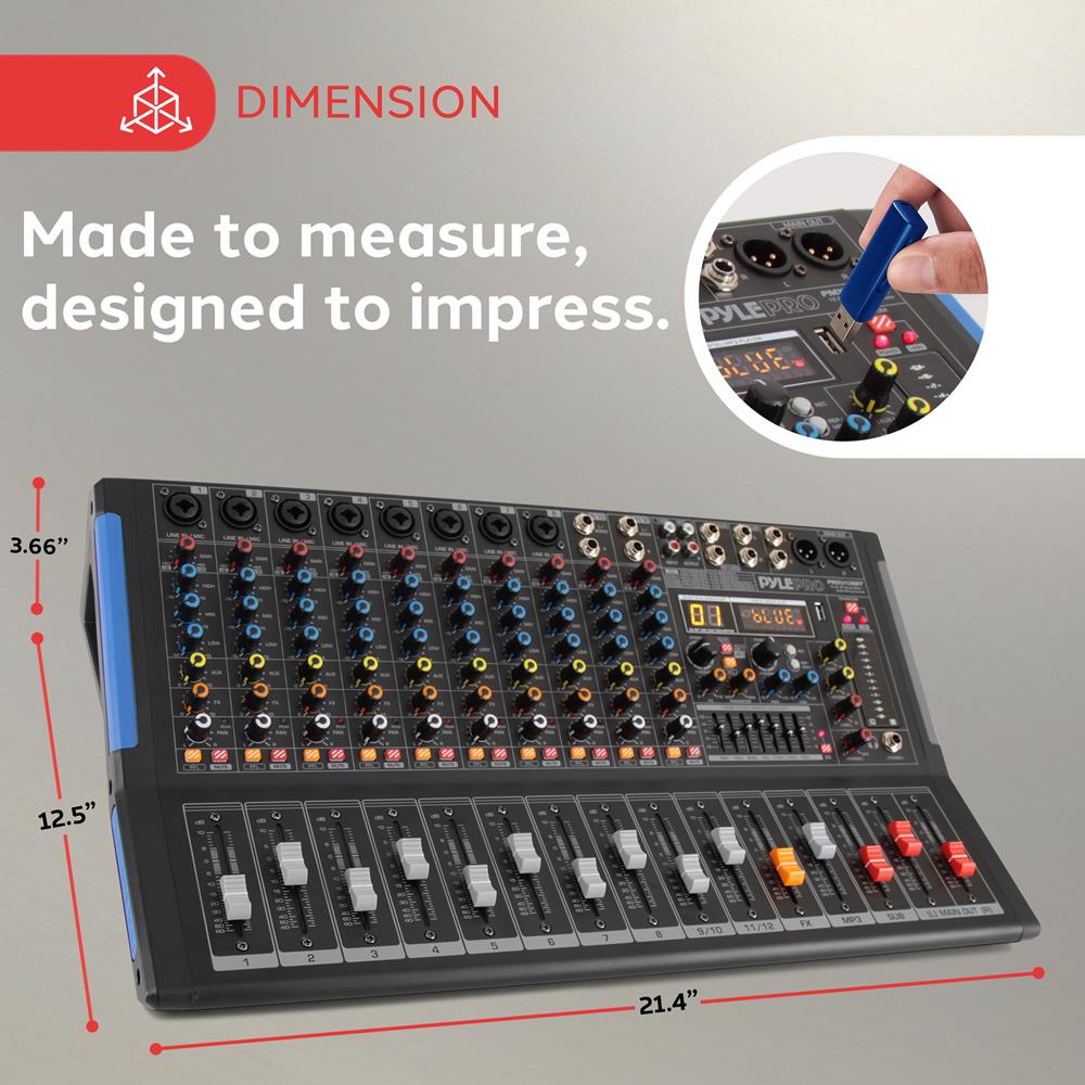 12-Channel Bluetooth Studio Mixer - USB Recording