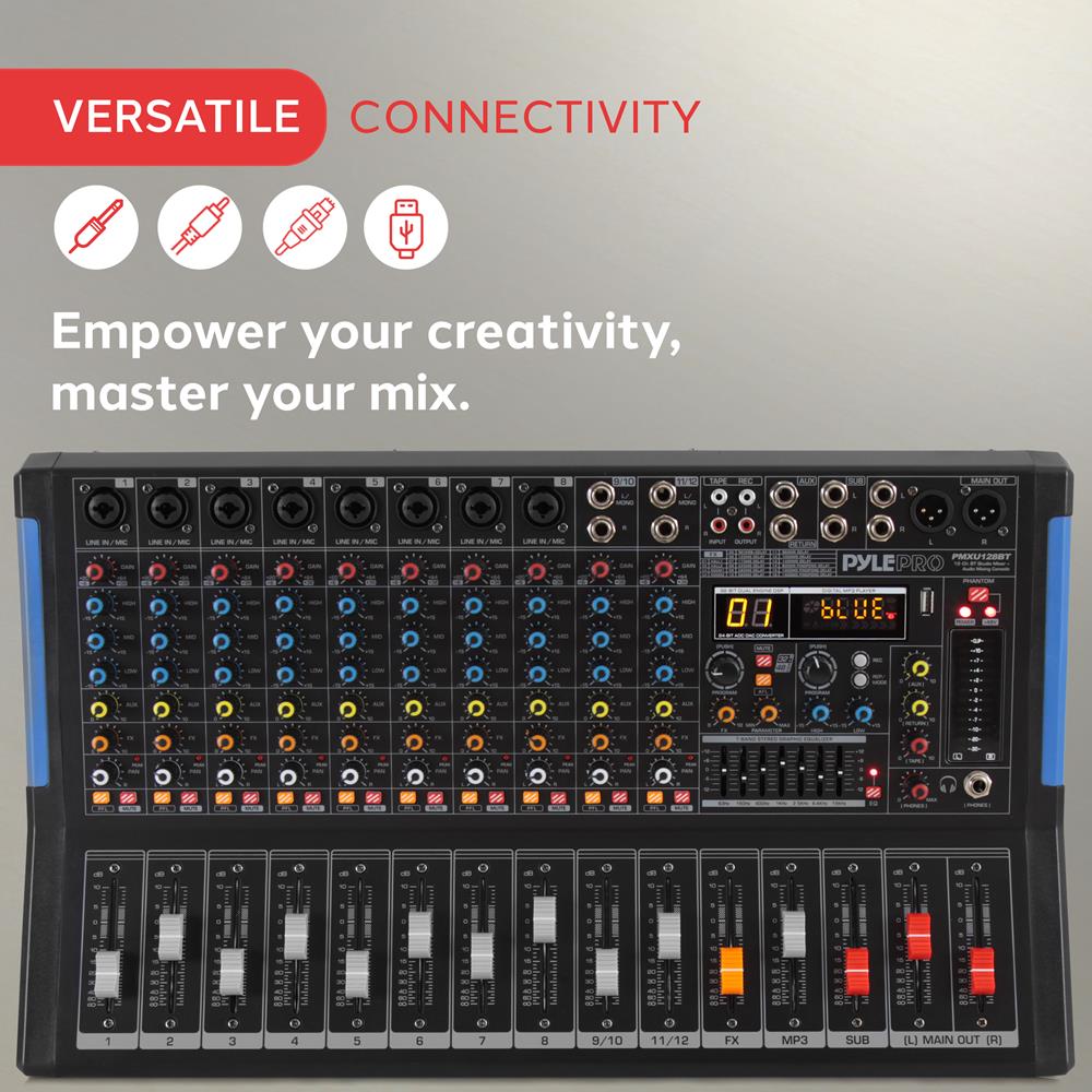 12-Channel Bluetooth Studio Mixer - USB Recording