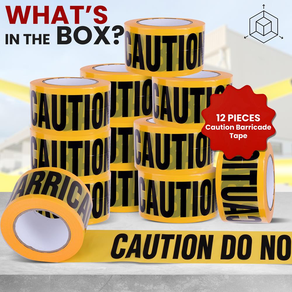 12-Piece Caution Tape Set, High Visibility, Polyethylene