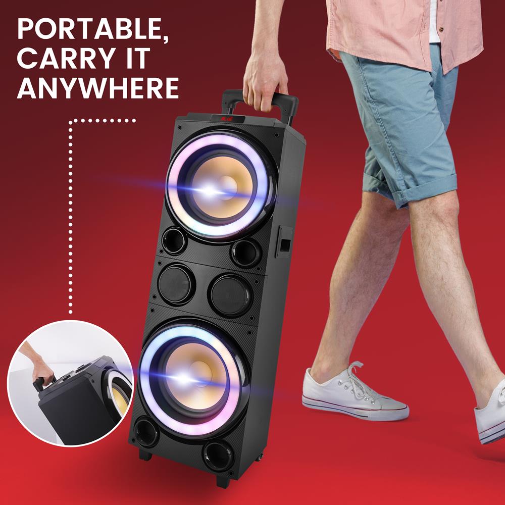 10" Portable Bluetooth Speaker - Karaoke Ready, LED Lights