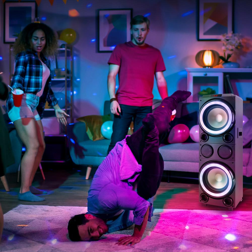 10" Portable Bluetooth Speaker - Karaoke Ready, LED Lights