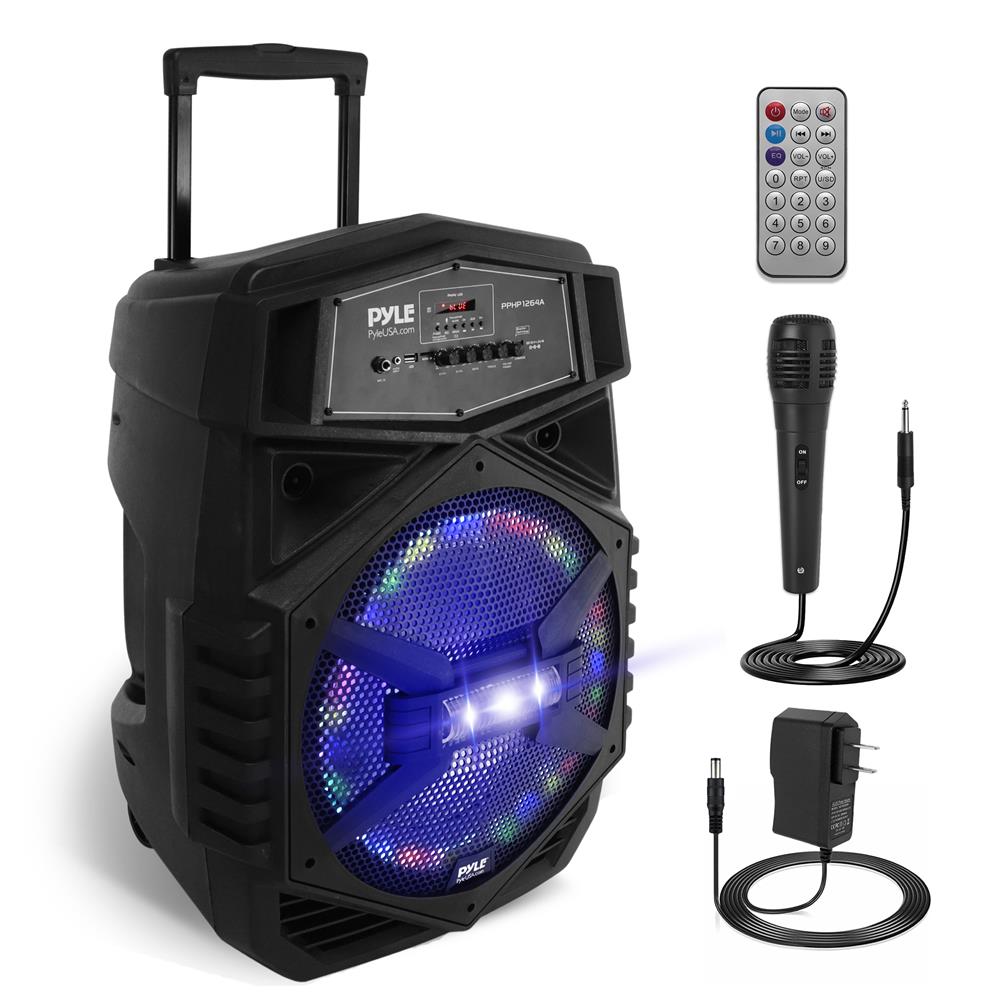 12" Portable Bluetooth Speaker 1000W Rechargeable LED