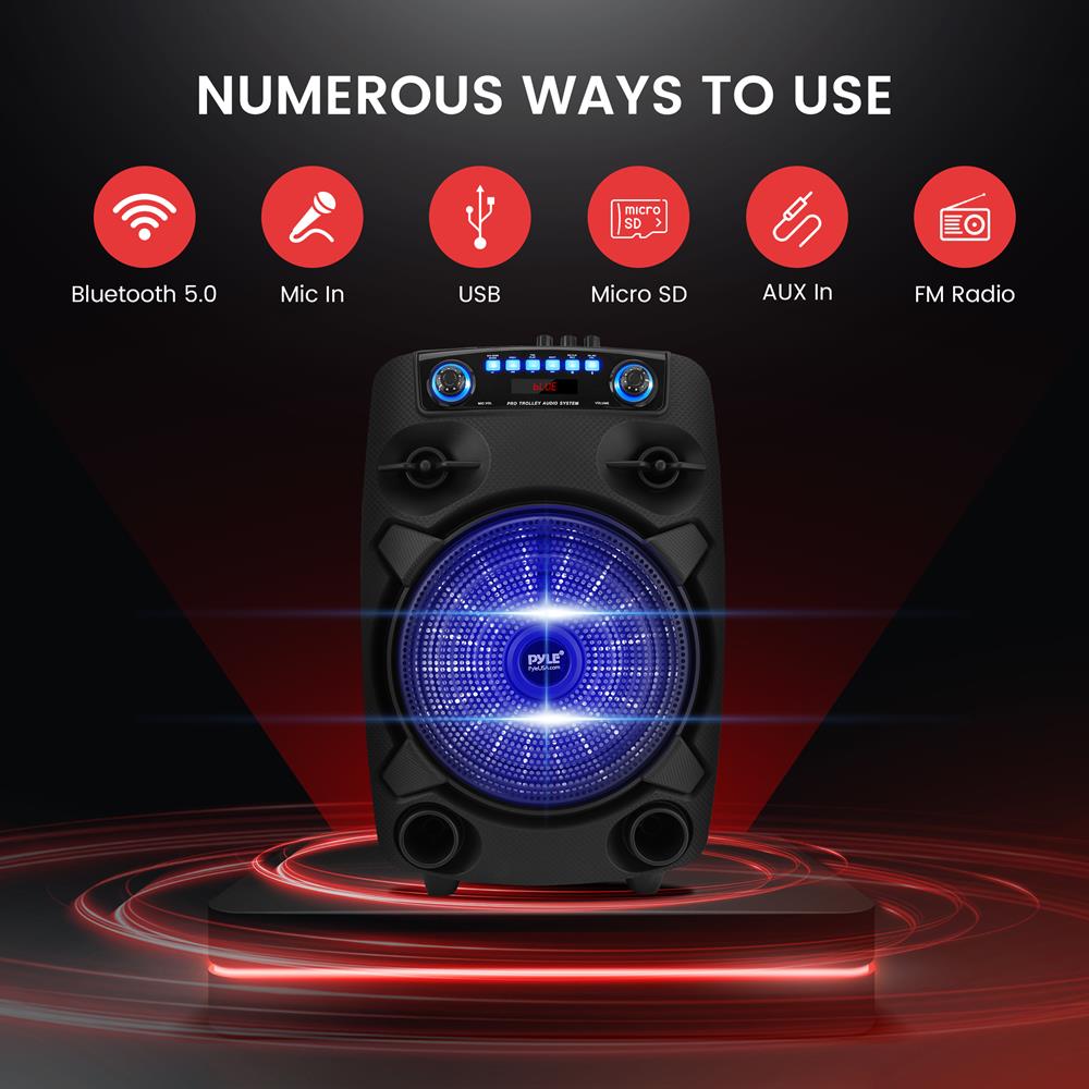 12" Portable Bluetooth PA Speaker 800W Rechargeable LED