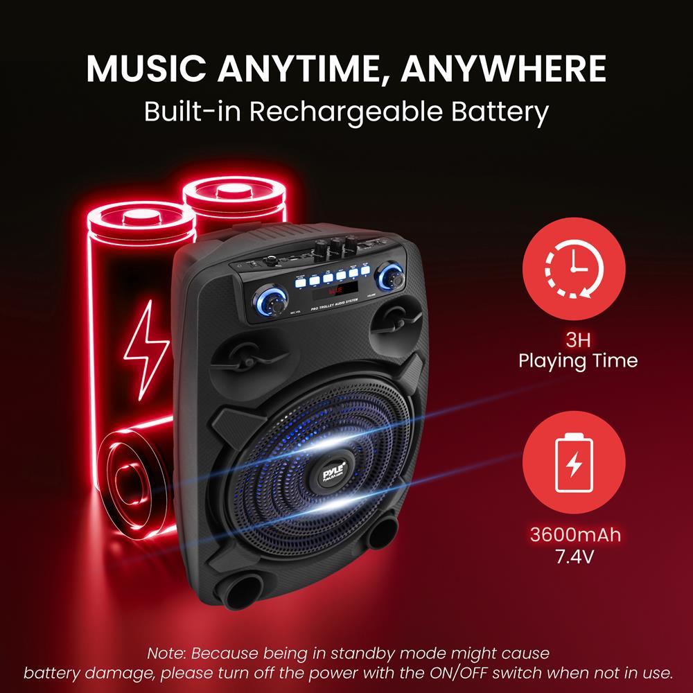 12" Portable Bluetooth PA Speaker 800W Rechargeable LED