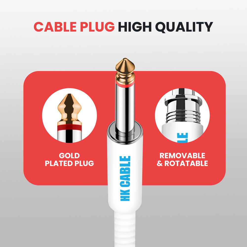 10 Ft Guitar Cable Noise Reduction Gold Plug Flexible