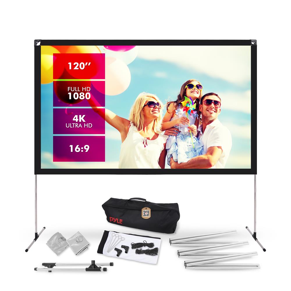 120" Portable Projector Screen, HD 16:9, Wrinkle-Resistant