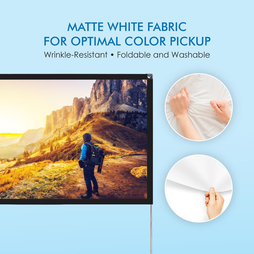 120" Portable Projector Screen, HD 16:9, Wrinkle-Resistant