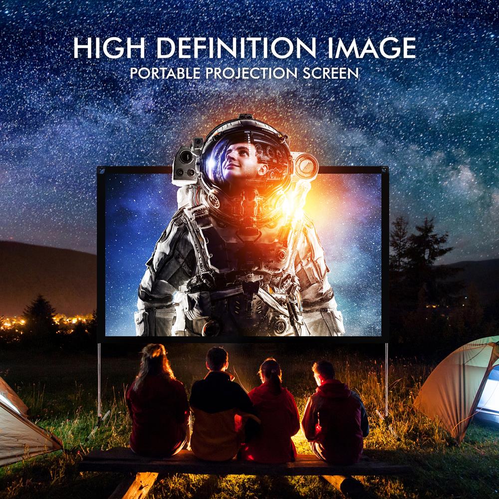 120" Portable Projector Screen, HD 16:9, Wrinkle-Resistant