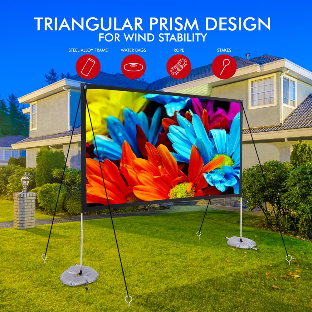 120" Portable Projector Screen, HD 16:9, Wrinkle-Resistant