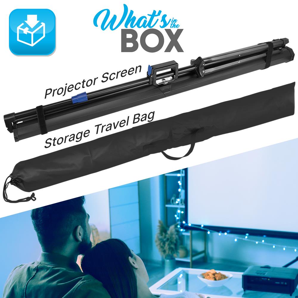 100" Portable Projector Screen - Quick Setup, Matte White