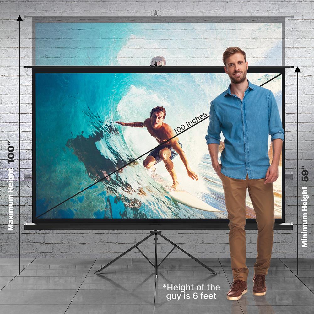 100" Portable Projector Screen - Quick Setup, Matte White