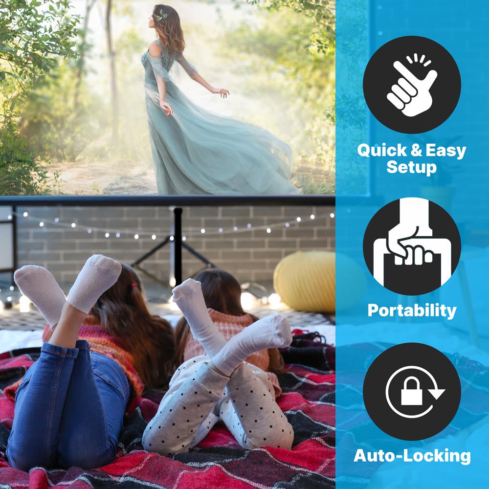 100" Portable Projector Screen - Quick Setup, Matte White