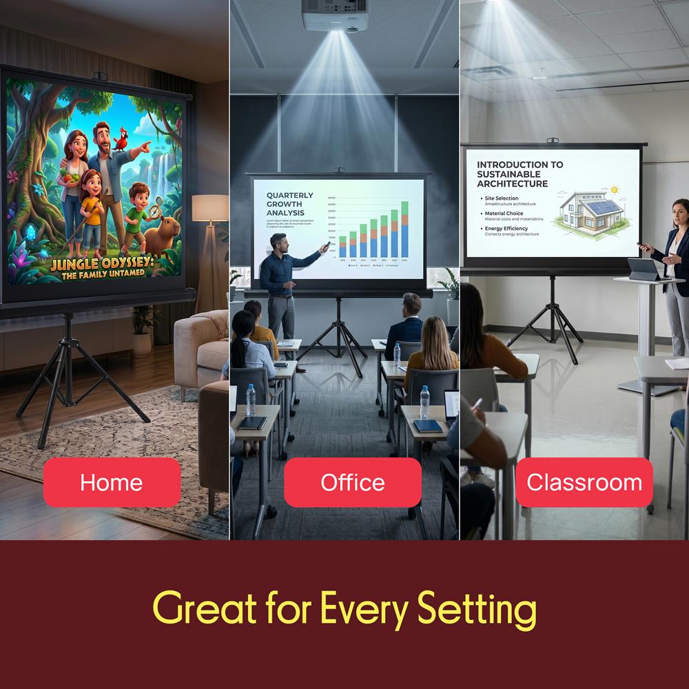 120" Portable Projector Screen - Quick Setup, Matte White