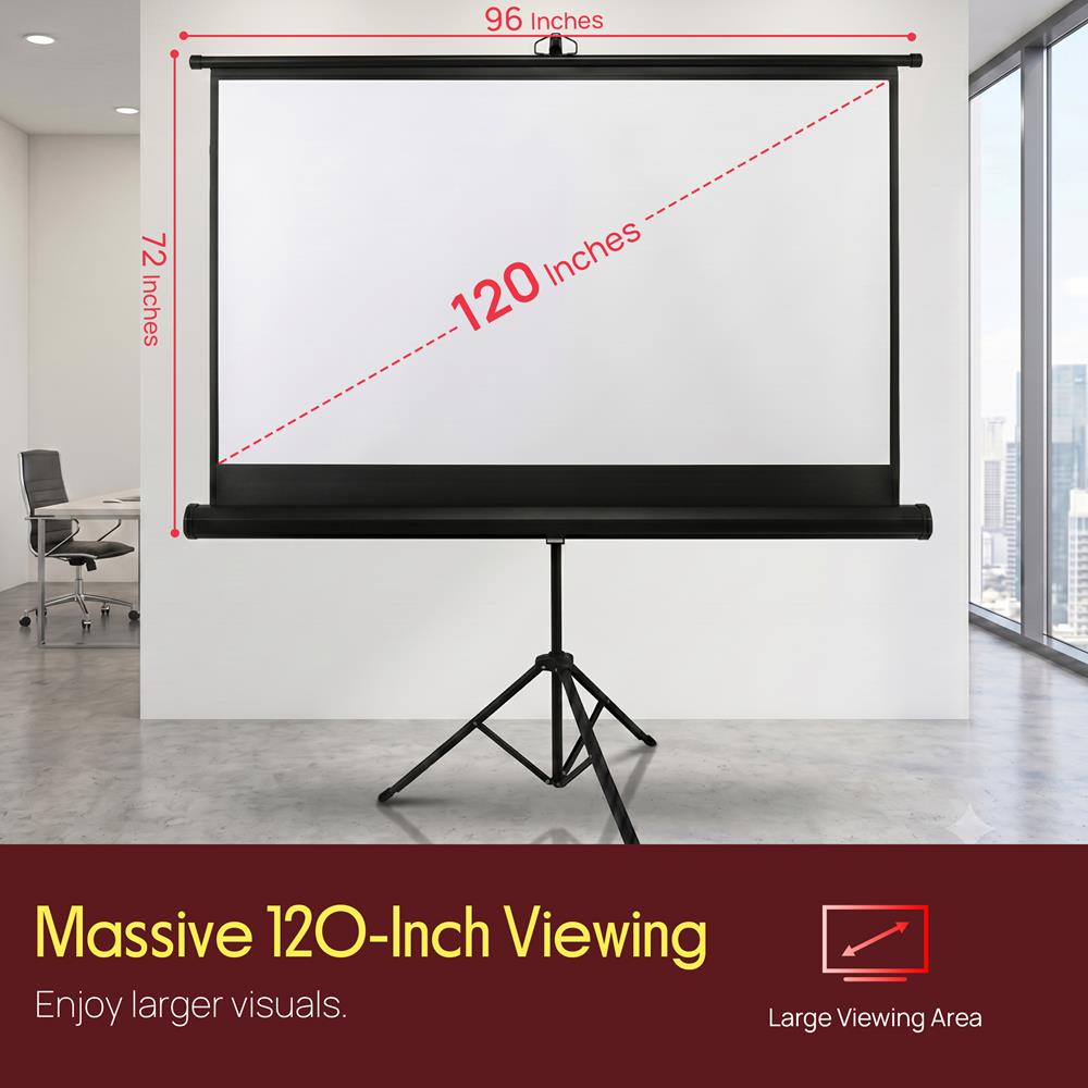 120" Portable Projector Screen - Quick Setup, Matte White