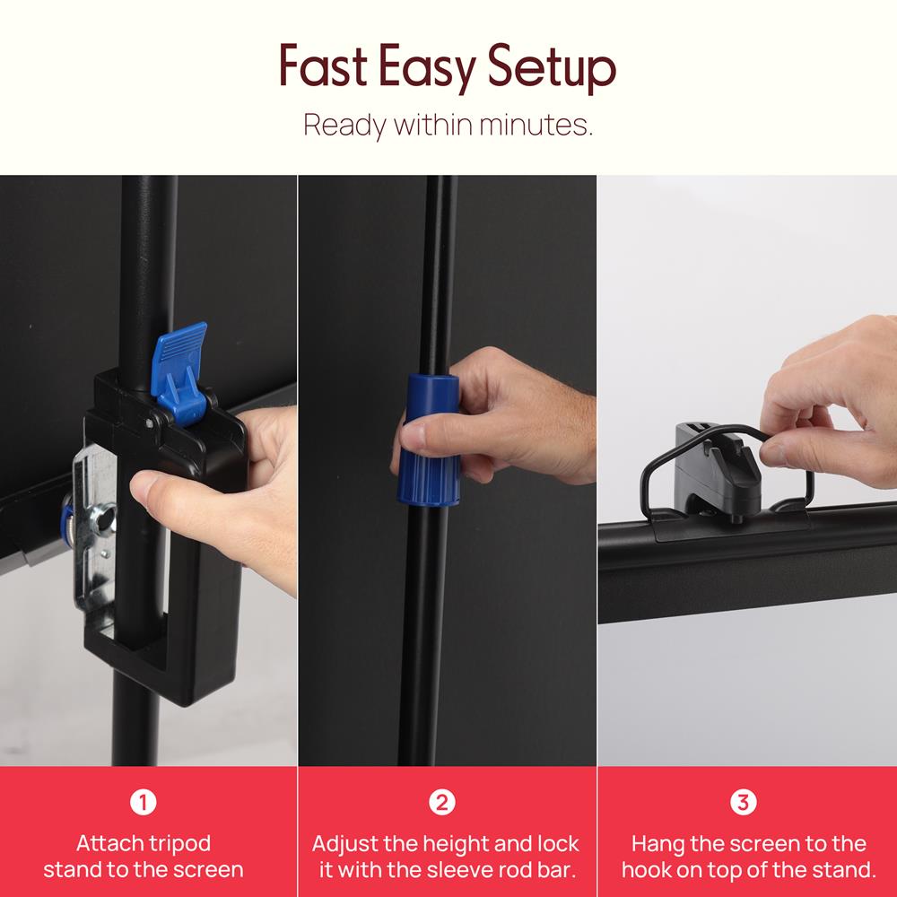 120" Portable Projector Screen - Quick Setup, Matte White