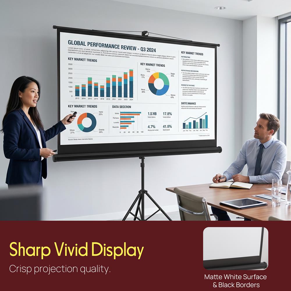 120" Portable Projector Screen - Quick Setup, Matte White