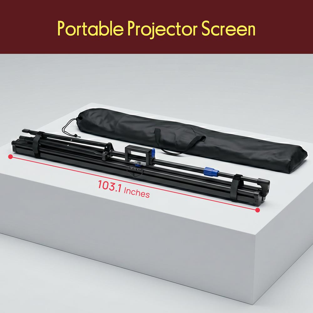 120" Portable Projector Screen - Quick Setup, Matte White
