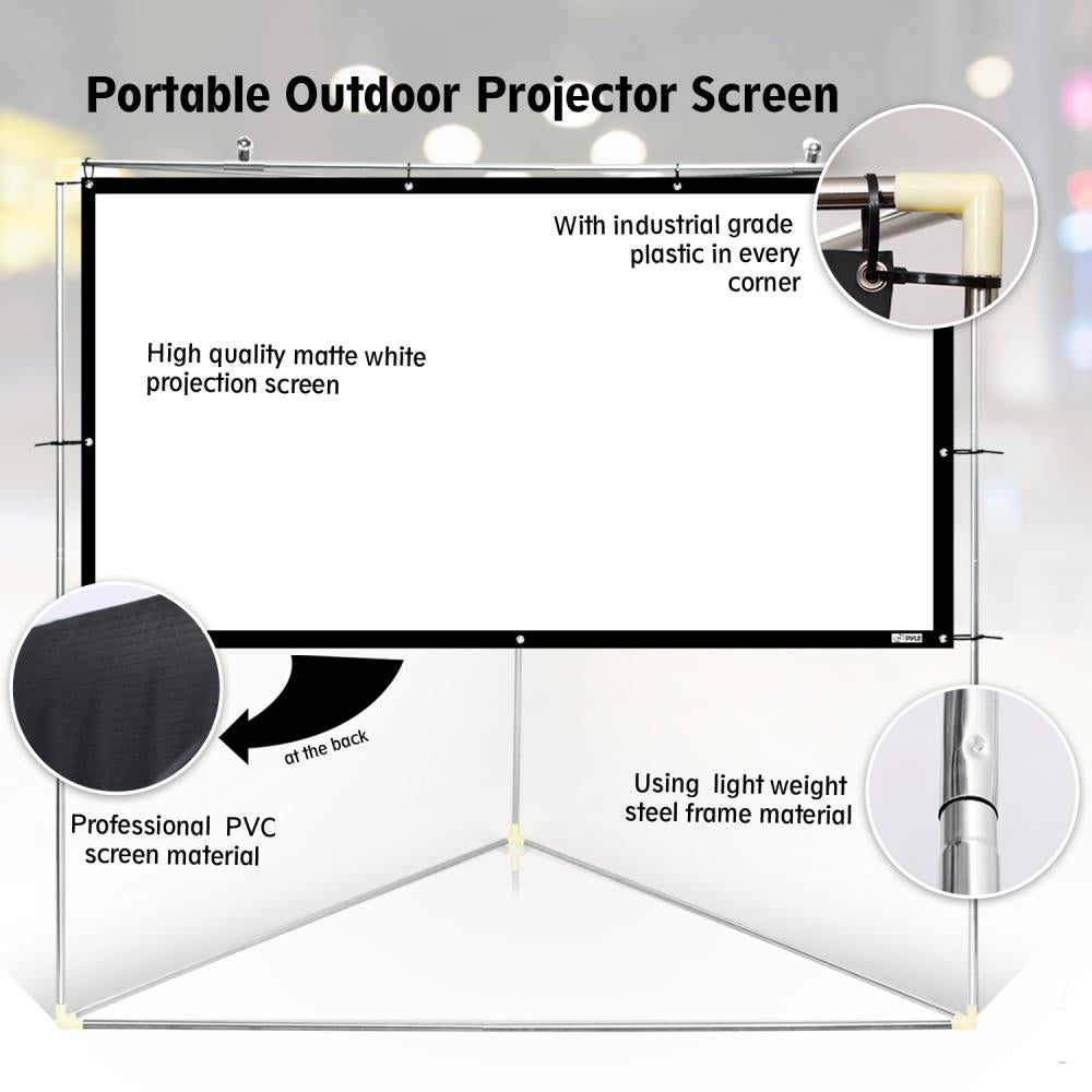 100" Outdoor Projector Screen, Quick Setup, Matte White