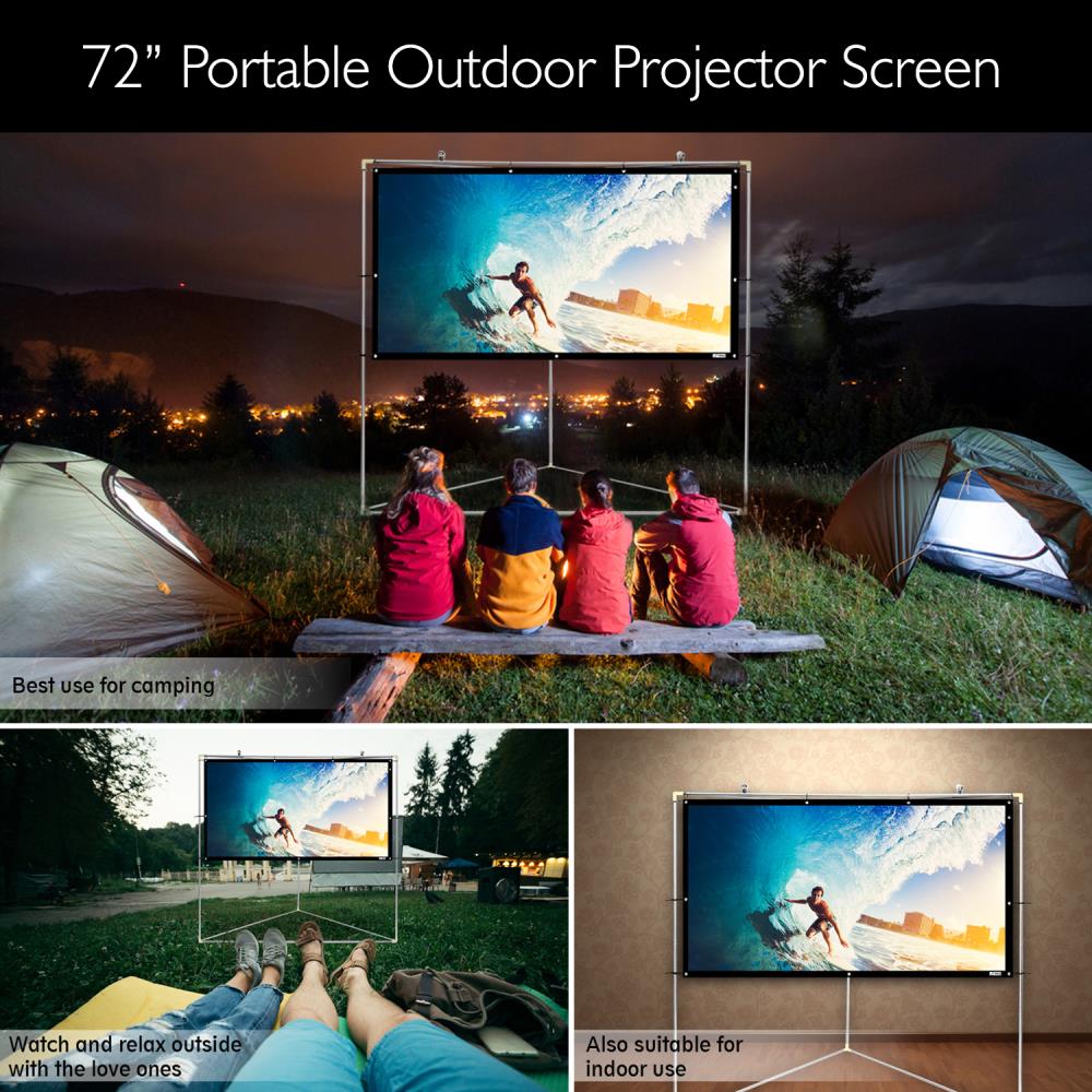 100" Outdoor Projector Screen, Quick Setup, Matte White