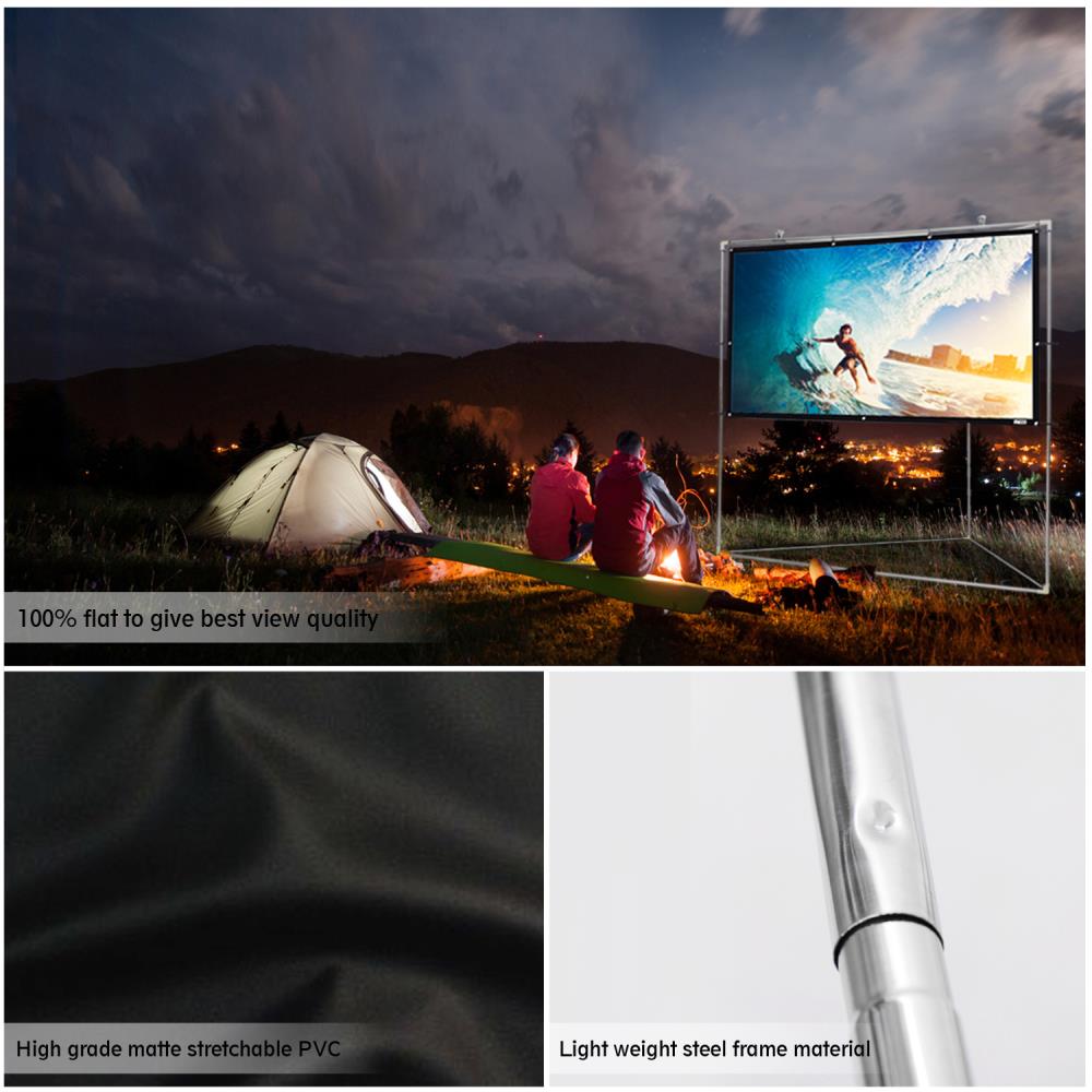 100" Outdoor Projector Screen, Quick Setup, Matte White
