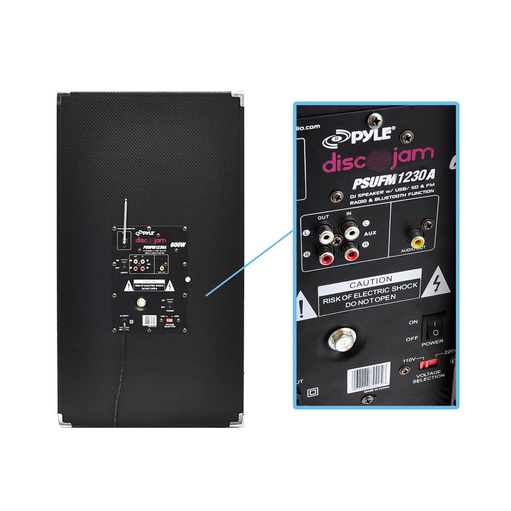 12" PA Speaker System 1000W Power USB/SD/FM Disco Lights