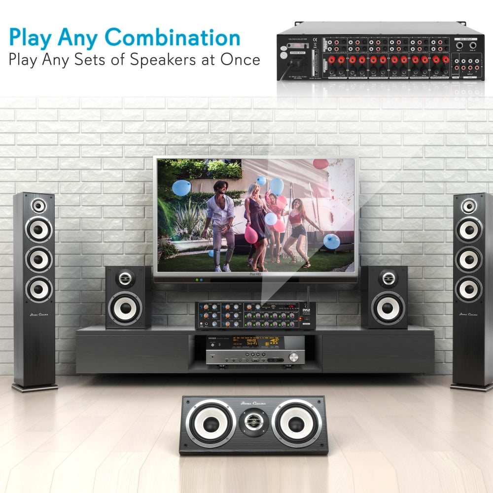 12-Channel Bluetooth Amplifier 6000W Multi-Zone Mixer with