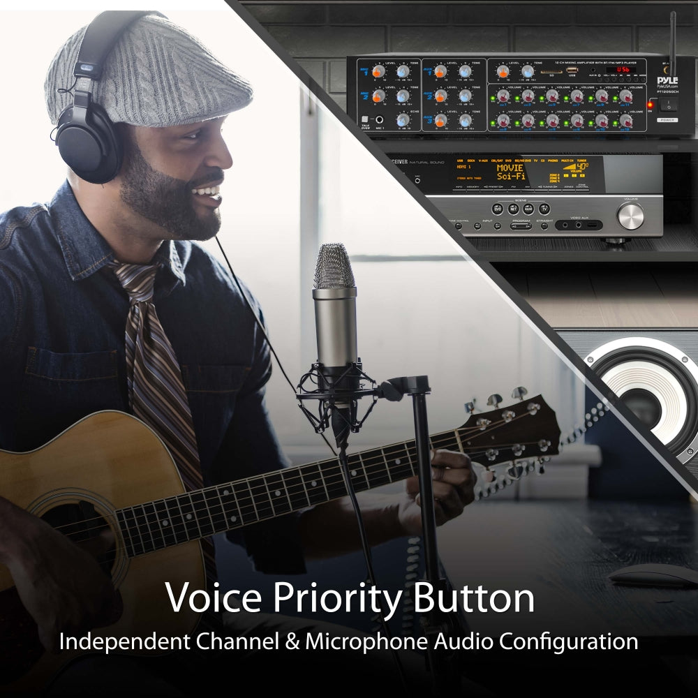 12-Channel Bluetooth Amplifier 6000W Multi-Zone Mixer with