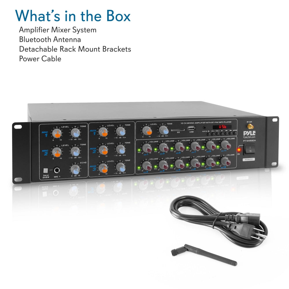 12-Channel Bluetooth Amplifier 6000W Multi-Zone Mixer with