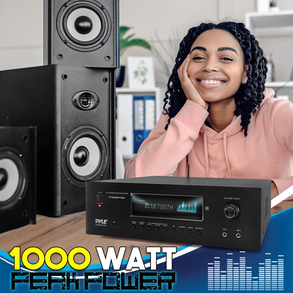 1000W 5.2-Ch Home Theater Receiver 4K UHD Bluetooth 2