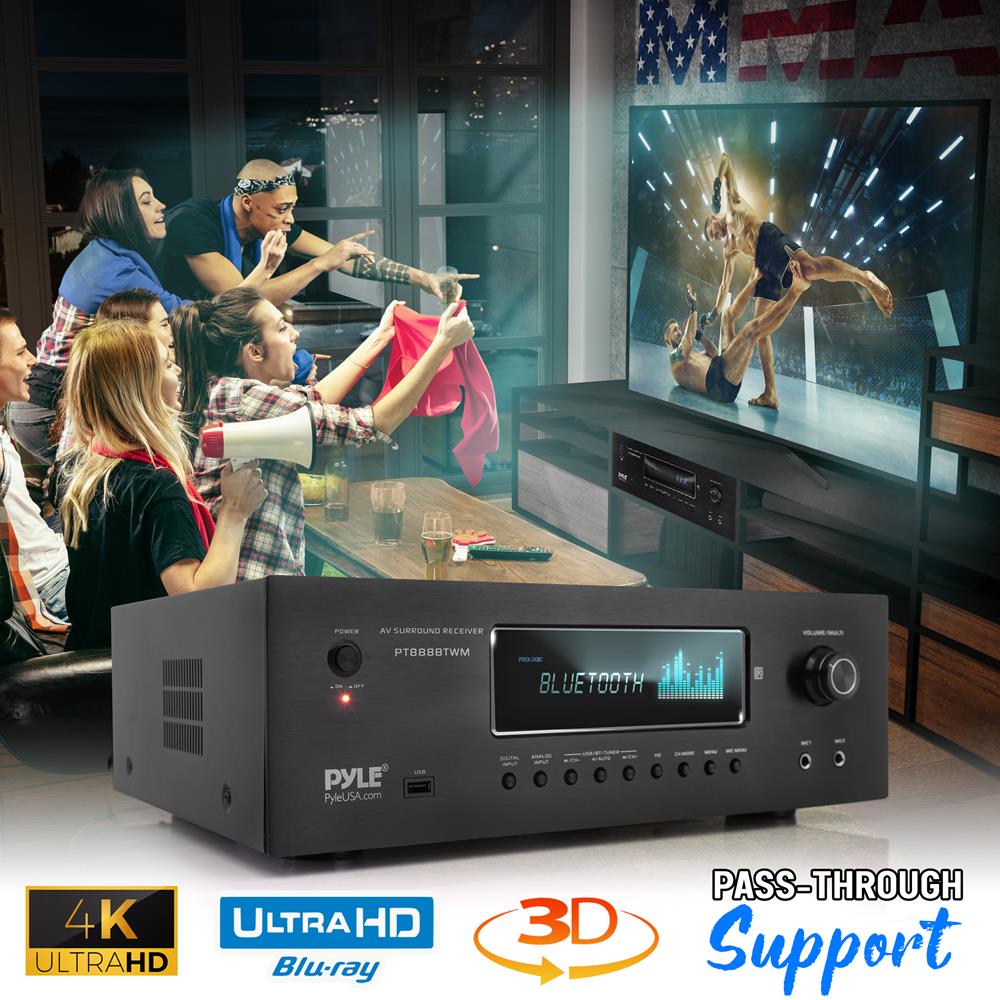 1000W 5.2-Channel Bluetooth Receiver with Wireless Mics