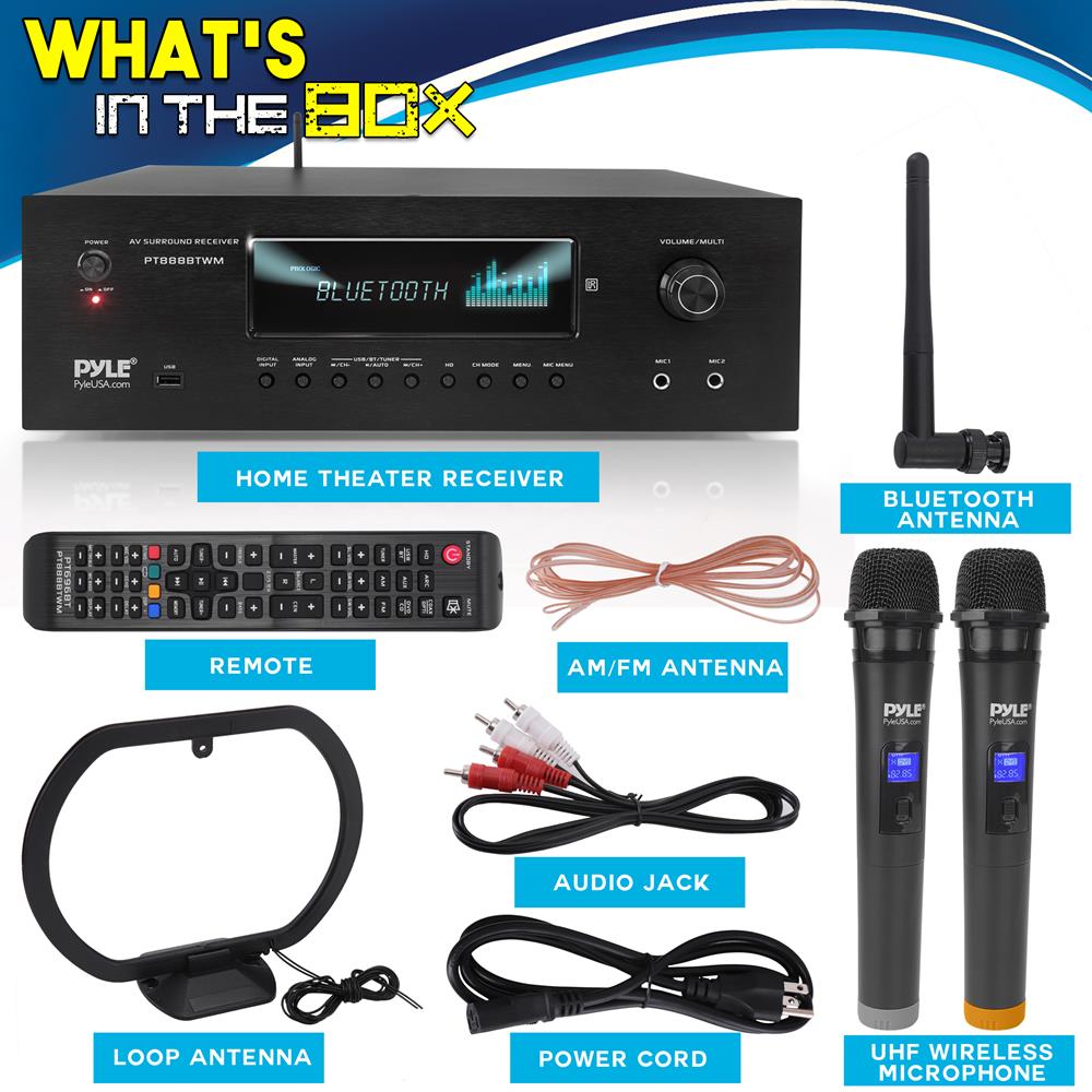 1000W 5.2-Ch Home Theater Receiver 4K UHD Bluetooth 2