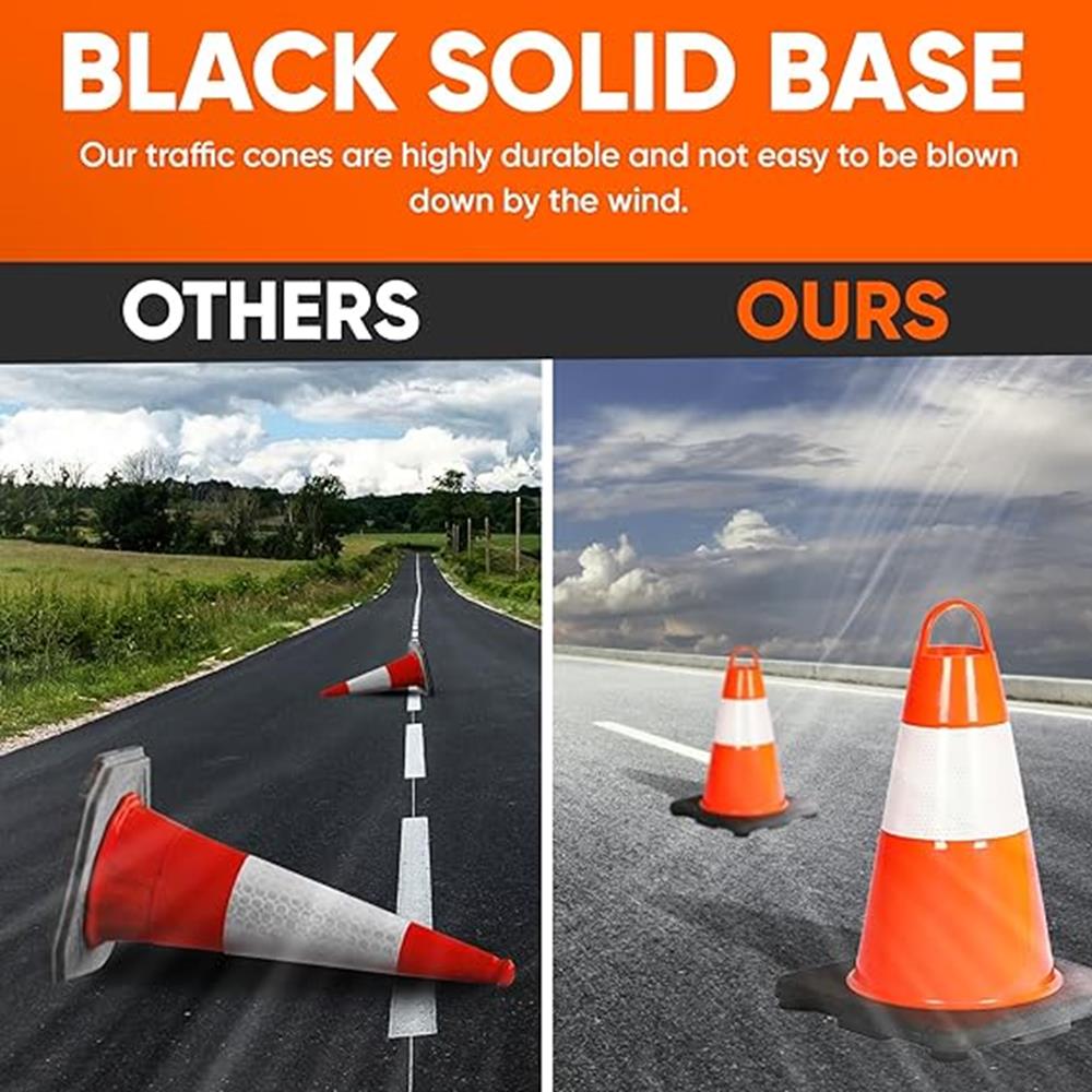 12" Traffic Cones 12-Pack, High Visibility PVC, Reflective
