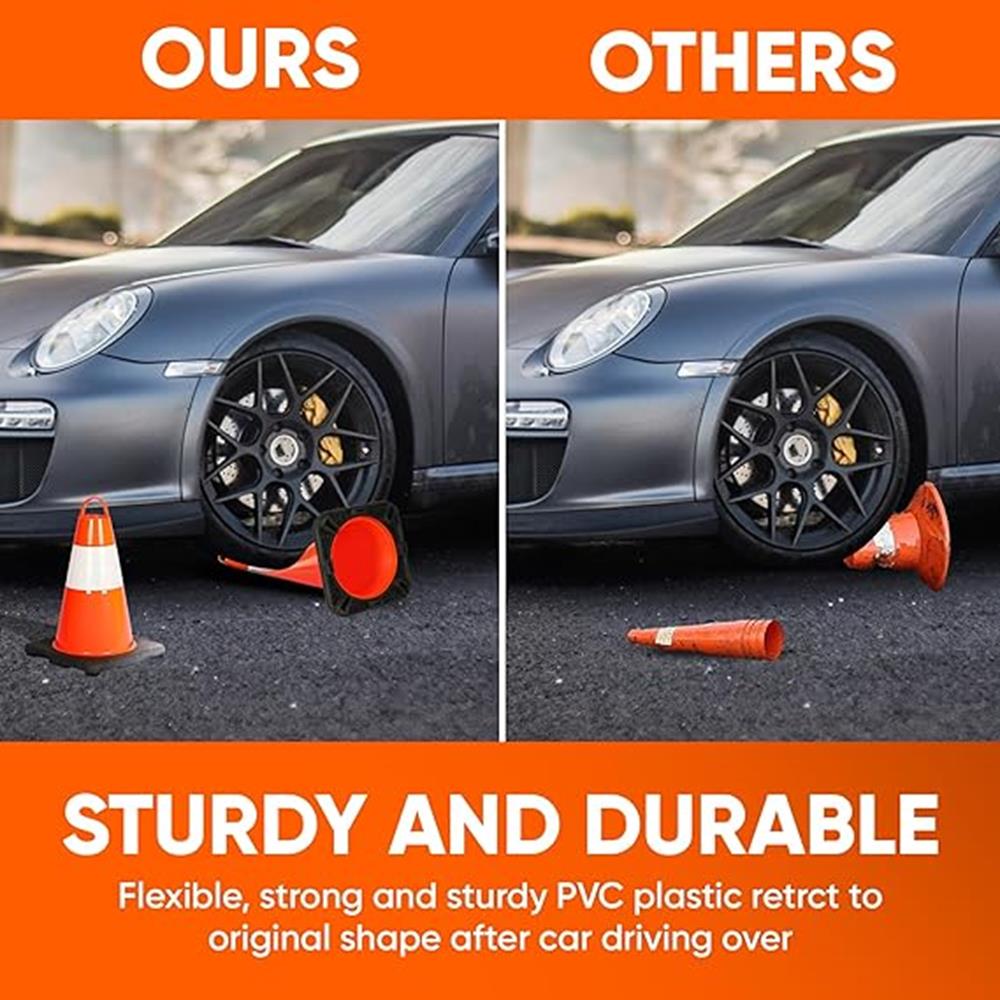 12" Traffic Cones 12-Pack, High Visibility PVC, Reflective