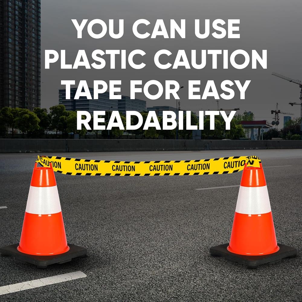 12" Safety Traffic Cones 6-Pack, High Visibility PVC