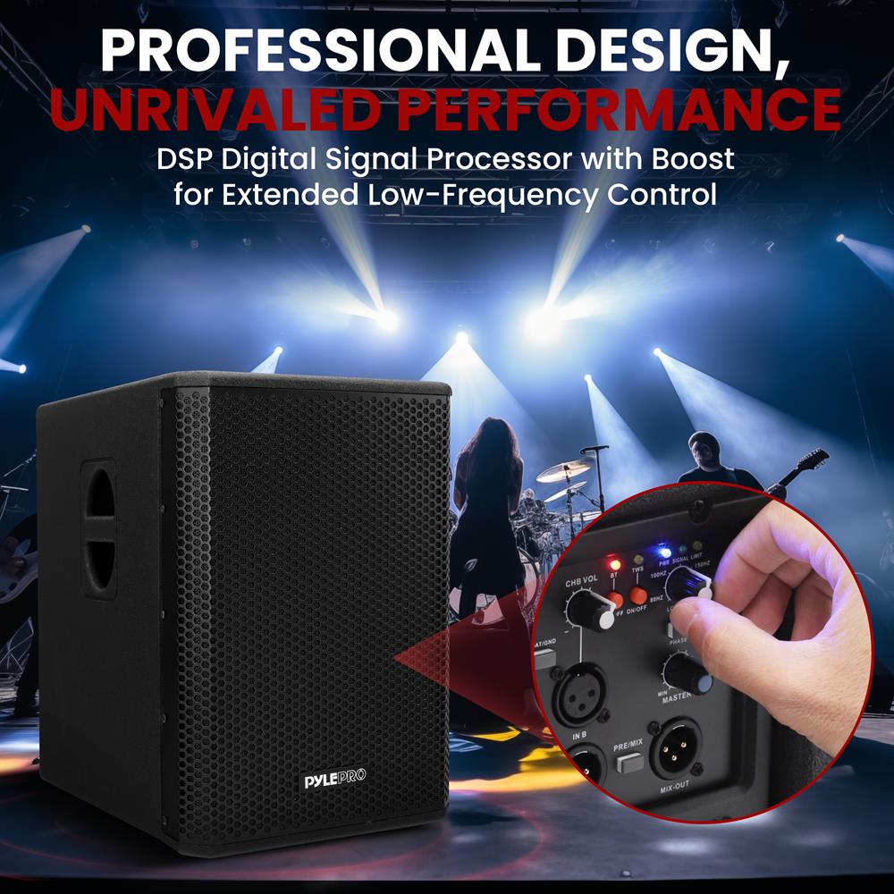 12" 1600W Subwoofer System, Louder Bass, DSP Processor