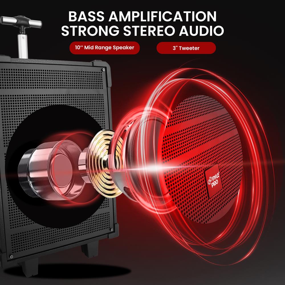 10" Portable Bluetooth Speaker System 600W Rechargeable