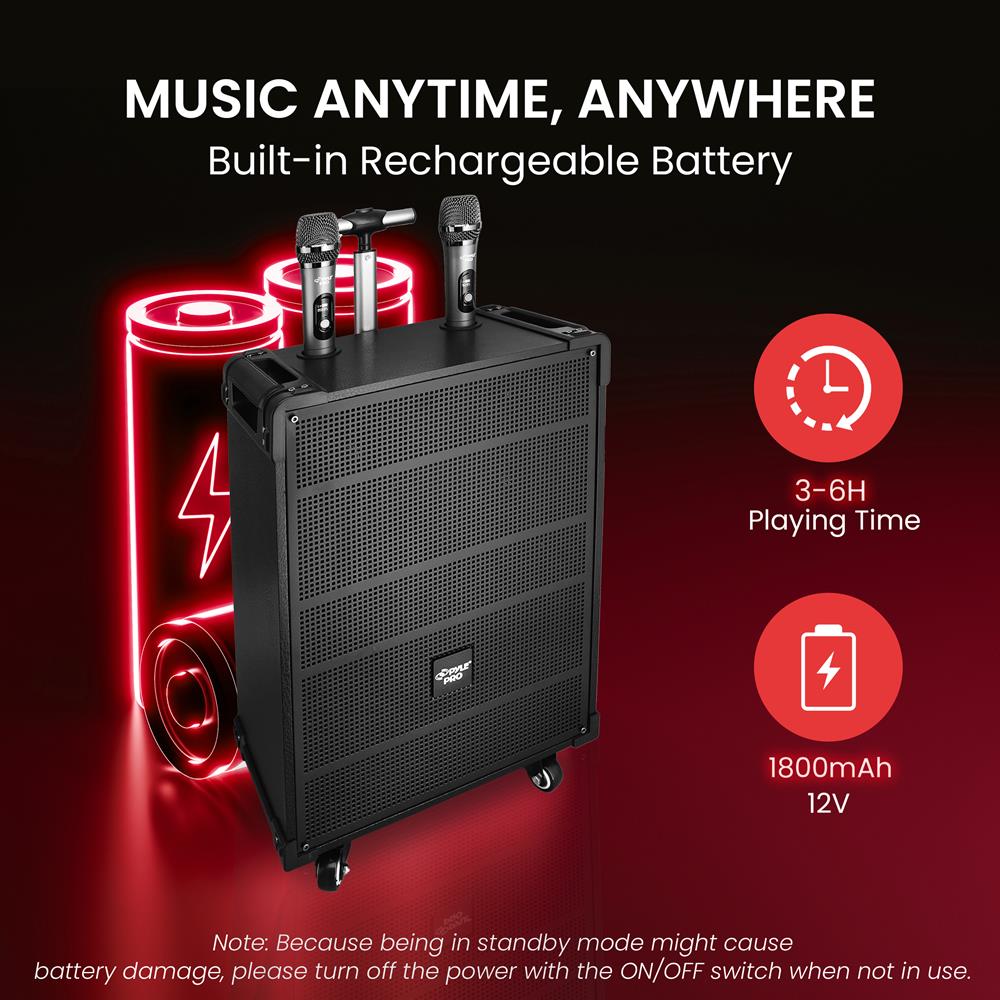 10" Portable Bluetooth Speaker System 600W Rechargeable