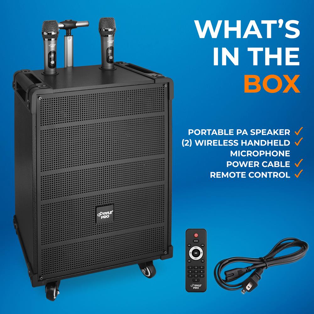 12" Portable Bluetooth Speaker System, Rechargeable, 800W