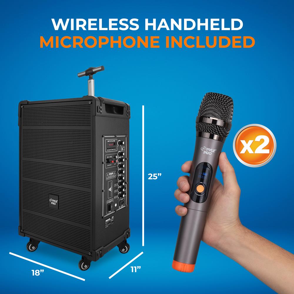 12" Portable Bluetooth Speaker System, Rechargeable, 800W