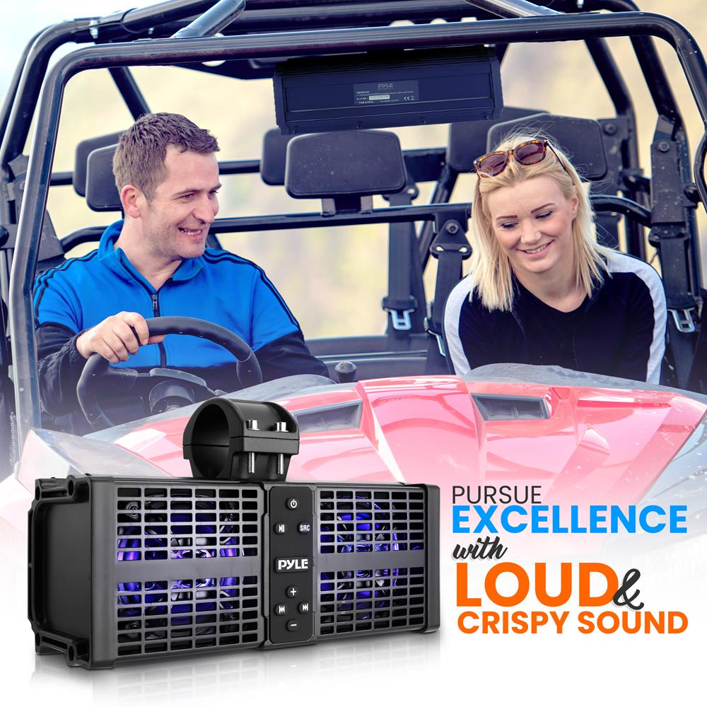 11" Powered Soundbar - Waterproof, Bluetooth, LED Lights