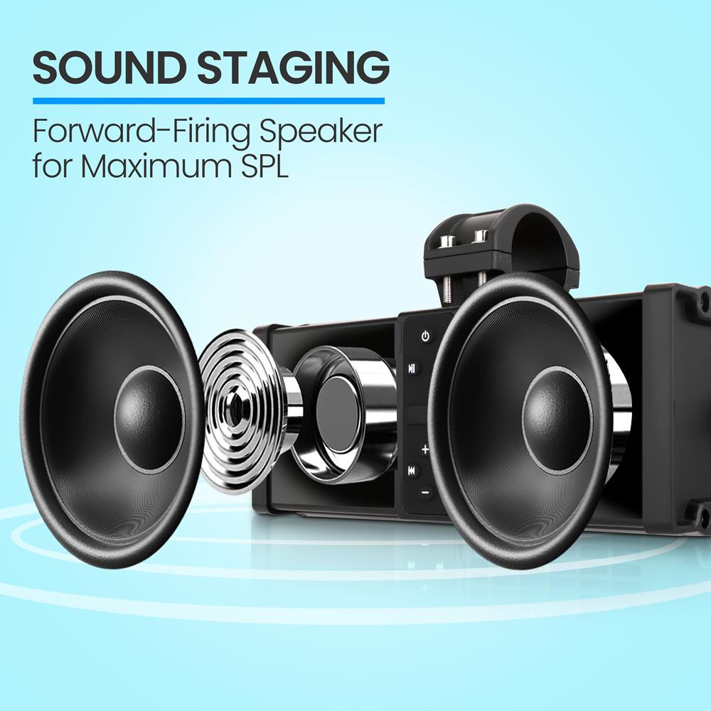 11" Powered Soundbar - Waterproof, Bluetooth, LED Lights