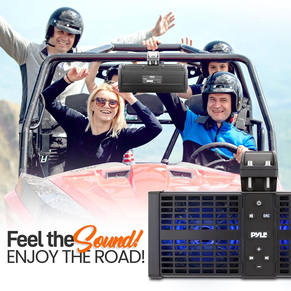 11" Powered Soundbar - Waterproof, Bluetooth, LED Lights