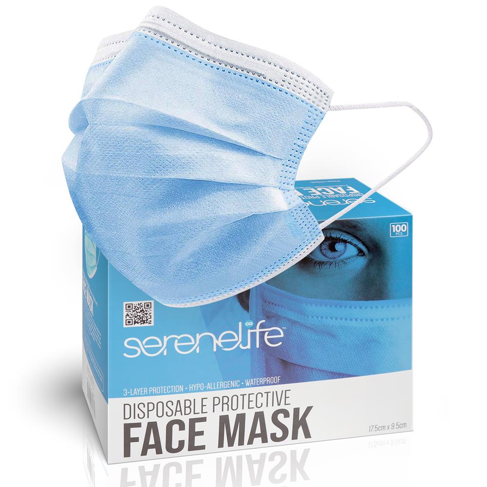 100 Disposable Face Masks, 3-Layer Protection, Breathable