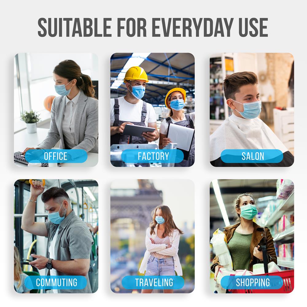 100 Disposable Face Masks, 3-Layer Protection, Breathable