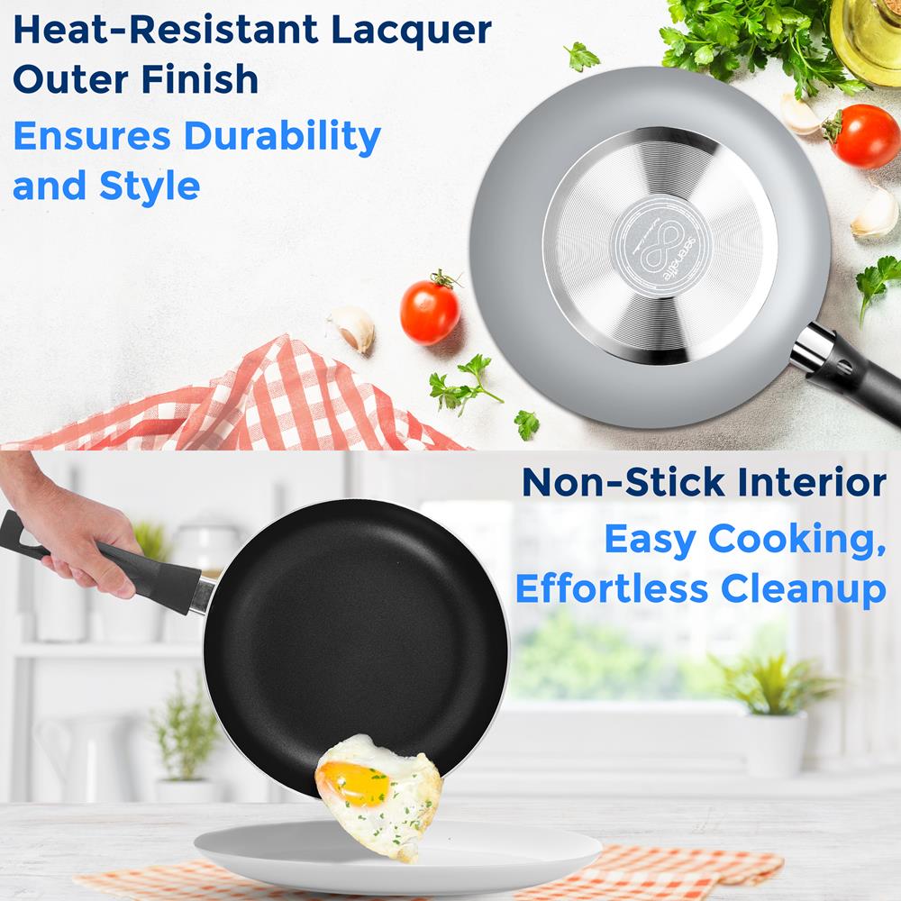 11-Piece Non-Stick Cookware Set, Even Heat, Gray